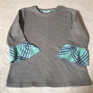 Crown & Ivy girls top in grey with plaid size medium